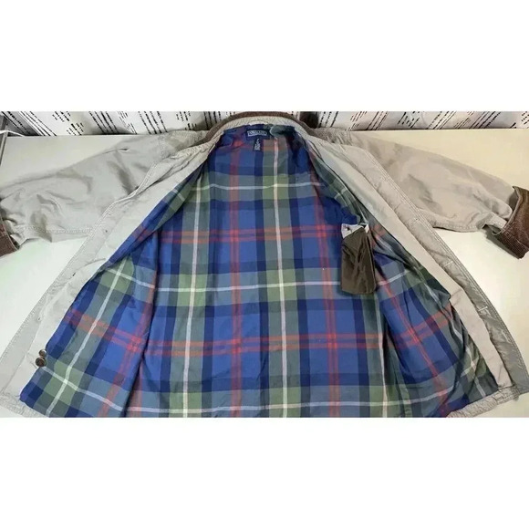 VTG Land's End Mens Chore Coat XLT Barn Jacket Field Corduroy Collar Plaid Lined - Picture 9 of 16